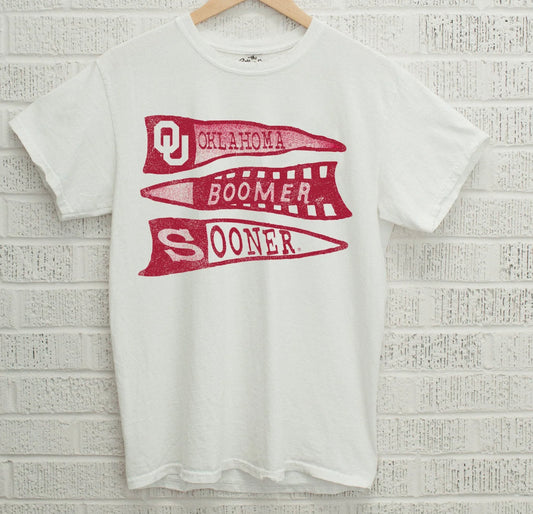 OU Pennant White Tee Officially Licensed