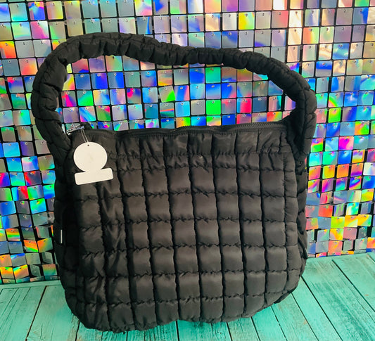 Puffer Quilted Handbag - Black