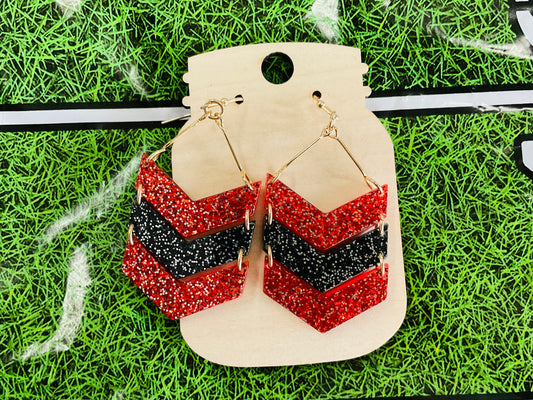 Sideline Marker Glitter Red & Black Earrings