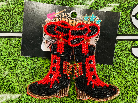 Red & Black Boot Earrings