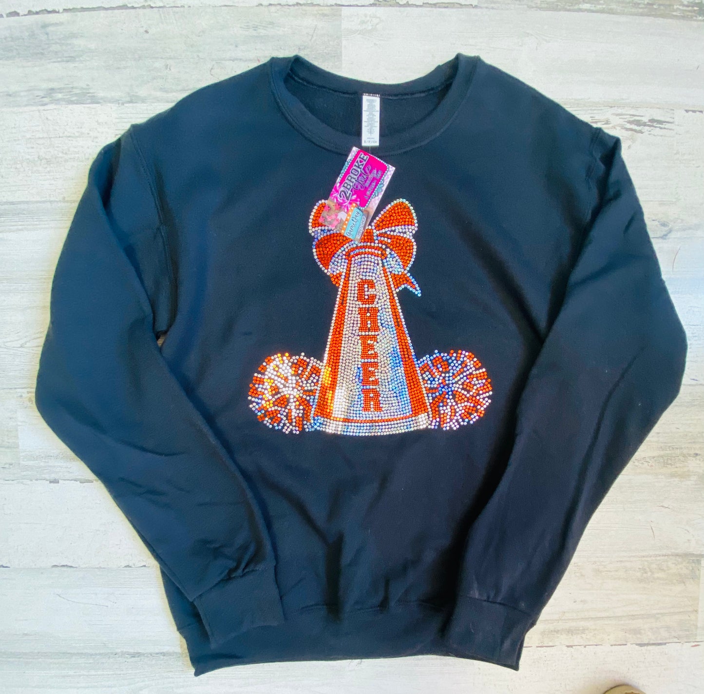 Cheer Spangle Crewneck - Orange & Silver