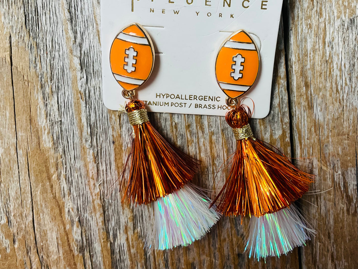 Orange Football Earrings