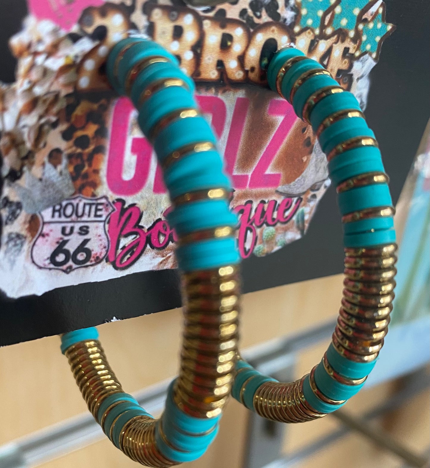 Turquoise & Gold Hoop Earrings