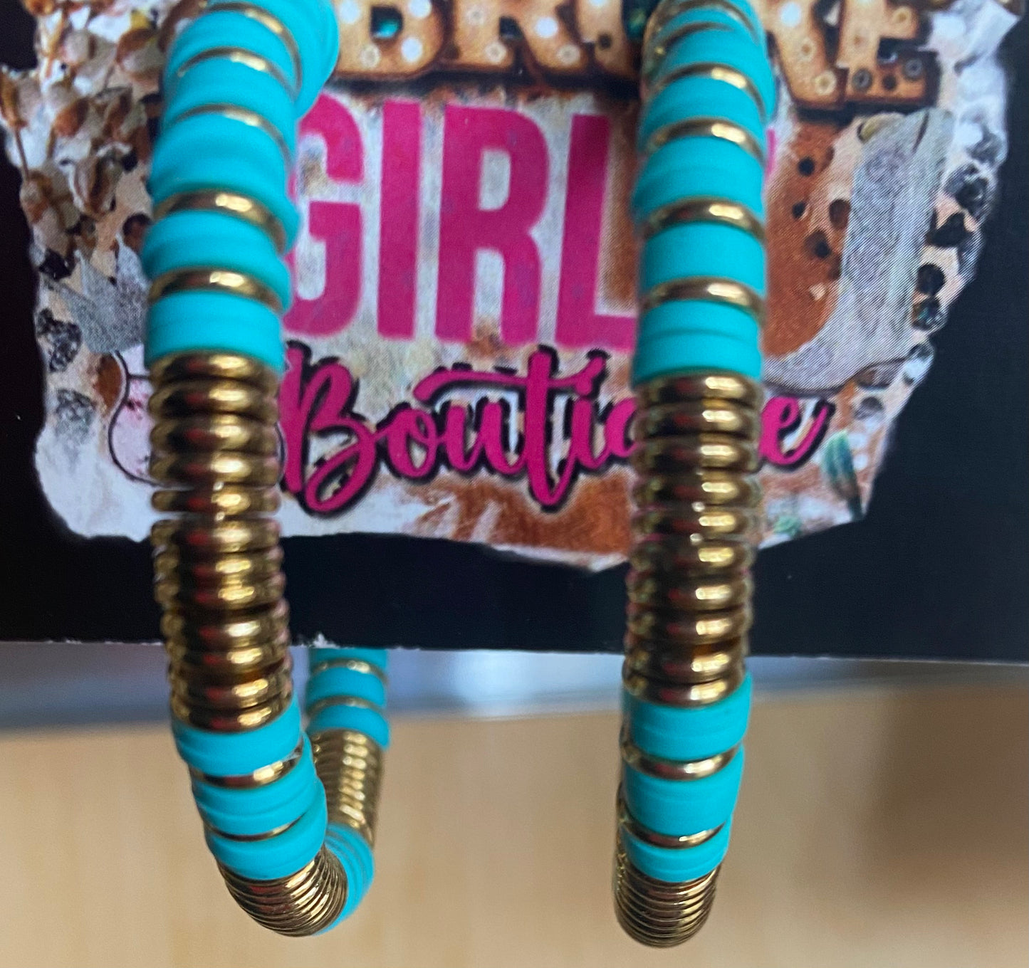 Turquoise & Gold Hoop Earrings