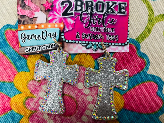 Silver Cross Earrings