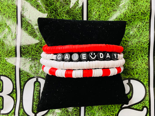 Red & White Heishi Game Day Bracelet