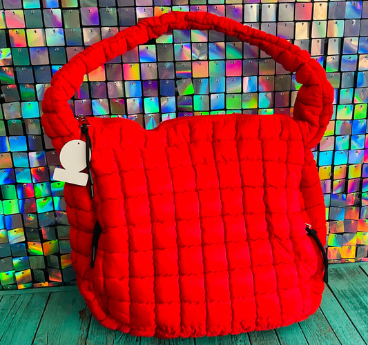 Puffer Quilted Handbag - Red