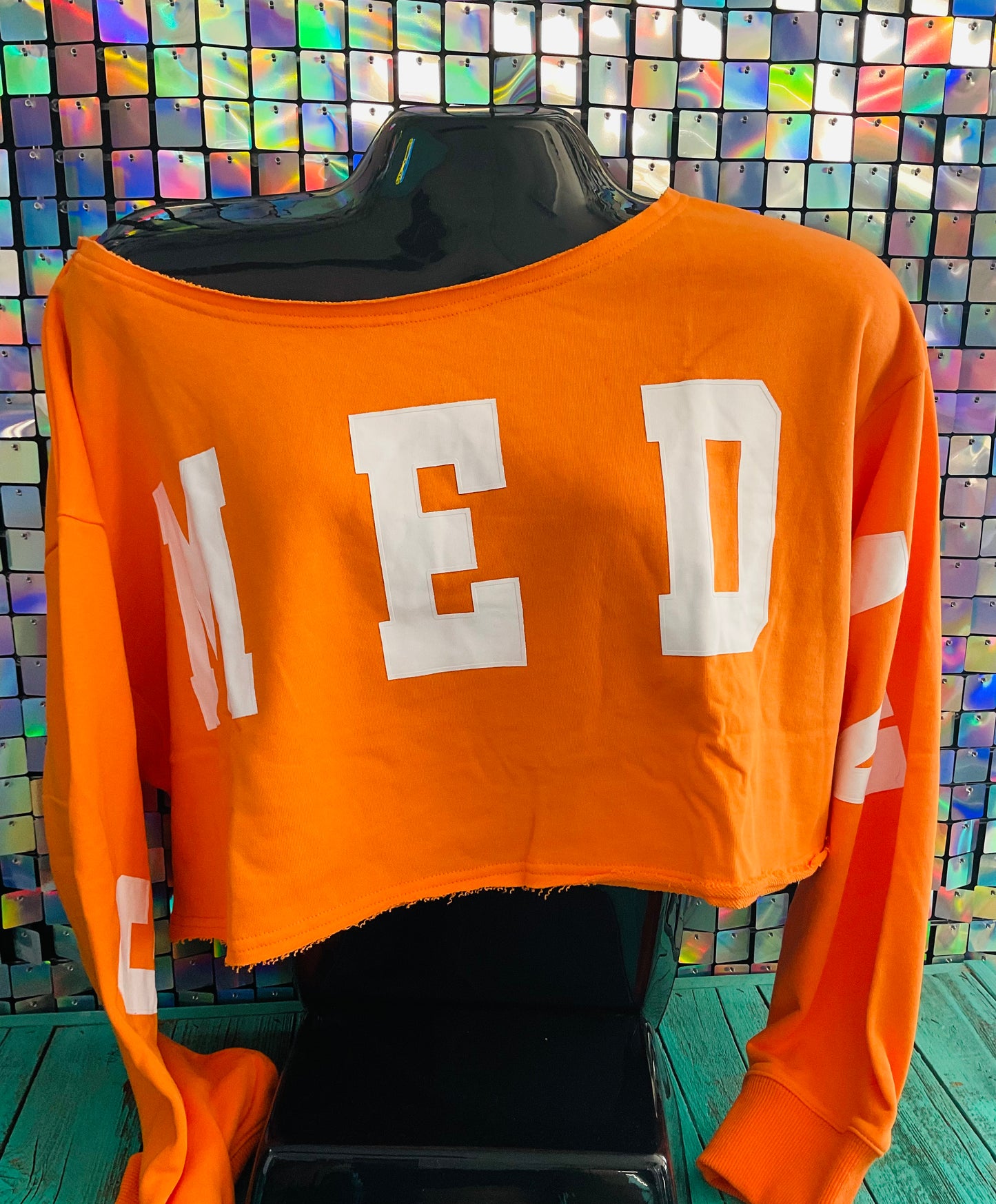 Game Day Graphic Crop Sweatshirt - Orange