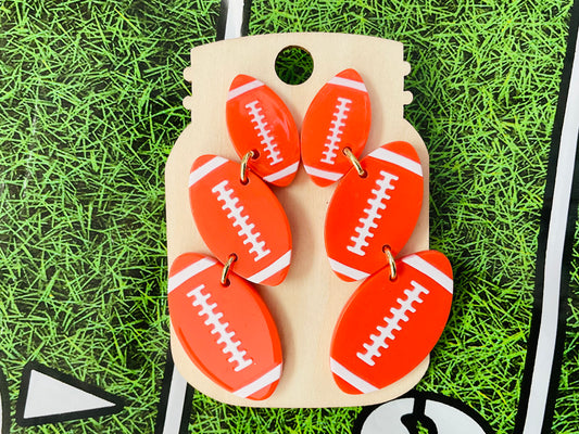 Orange Football Earrings