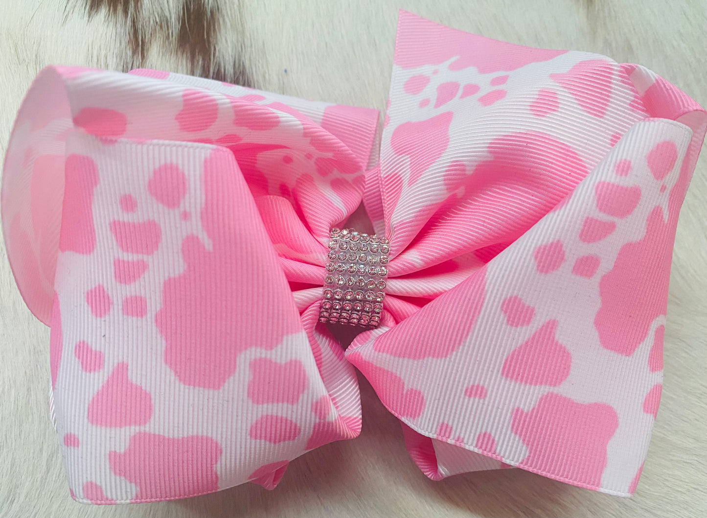 Pink Cow Print Hair Bow