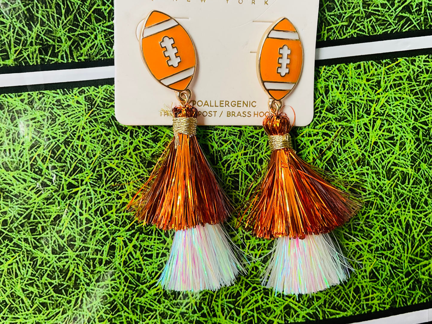 Orange Football Earrings