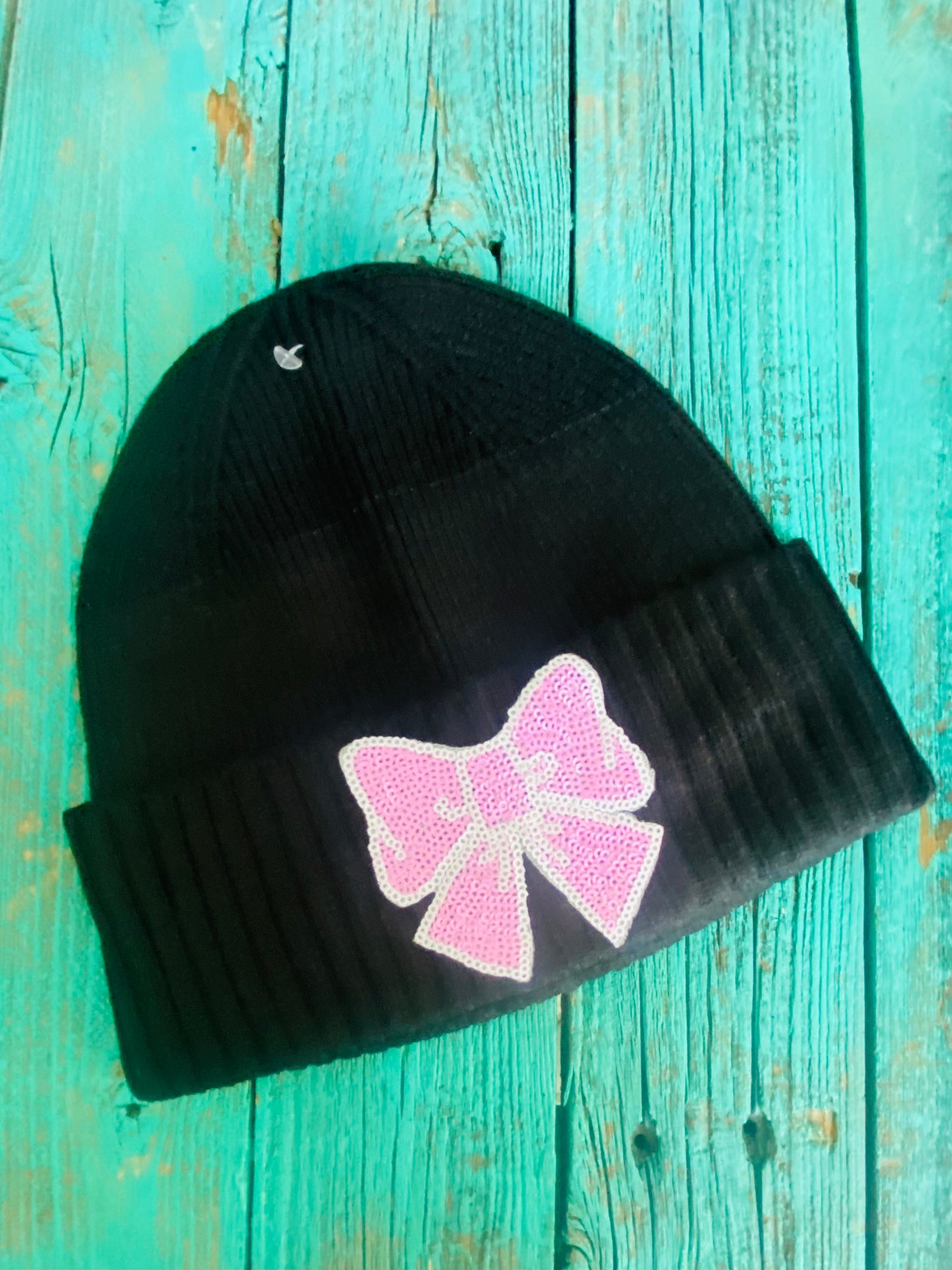 Sequin Bow Beanie