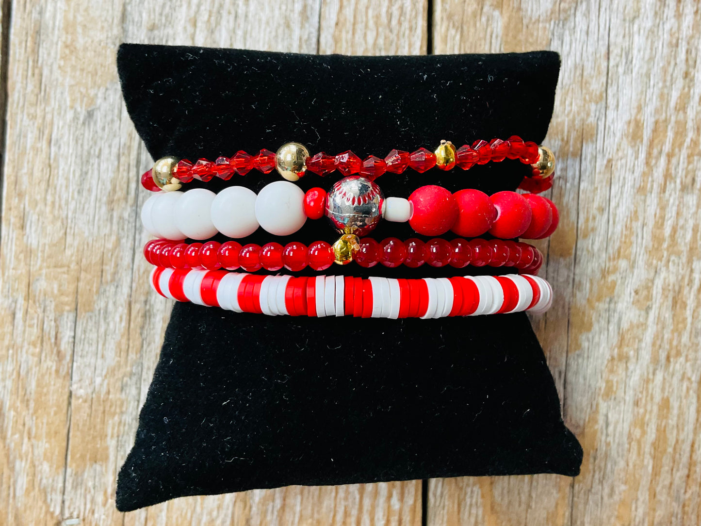 Baseball Heishi Beaded Bracelet