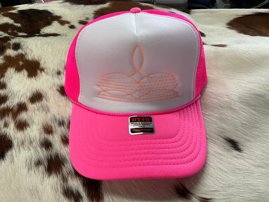 Neon Pink Embroidered Hat