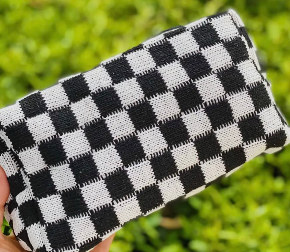 Black Checkered Cosmetic Bag