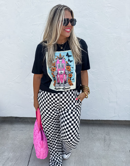 Checkered Wide Leg Pants