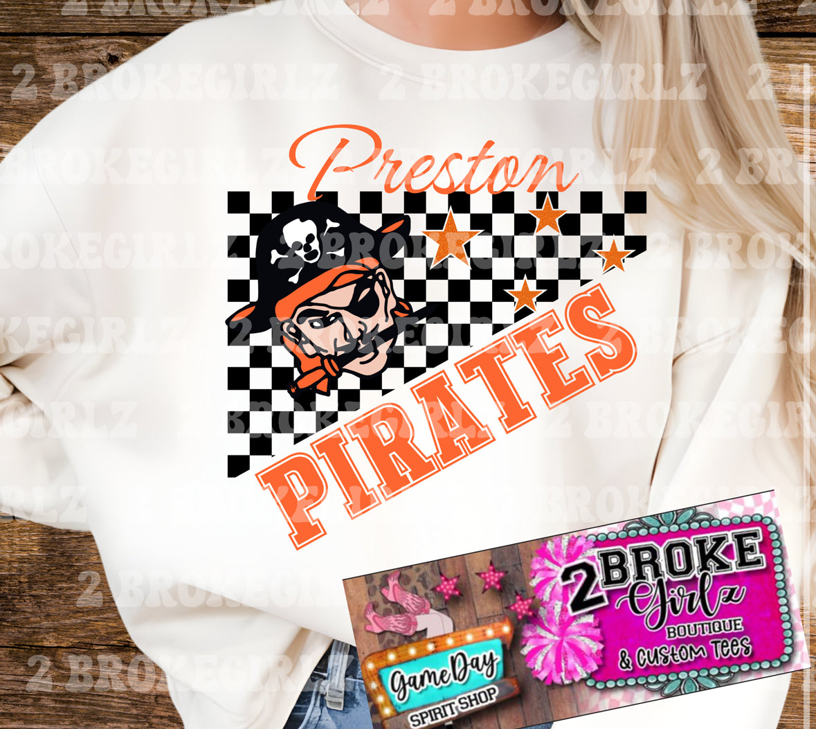 Preston Pirates Checkered Crewneck