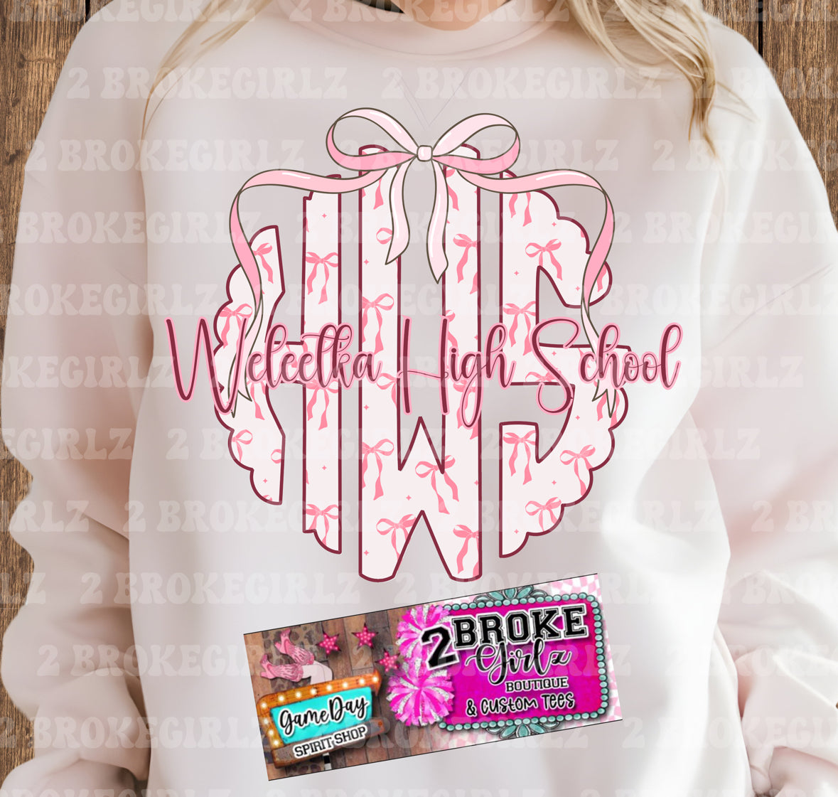 Weleetka High School Coquette Bow- Tee or Crewneck