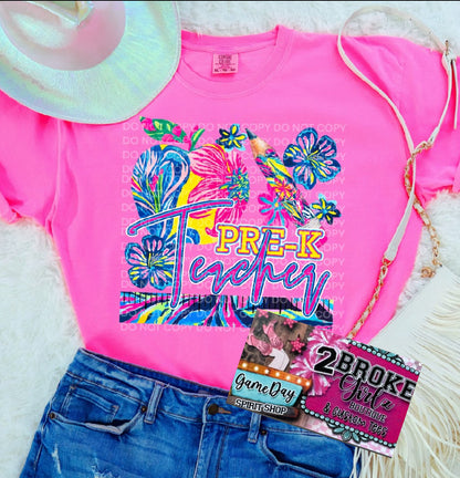 Custom Teacher Comfort Color Tee Pink or Pepper