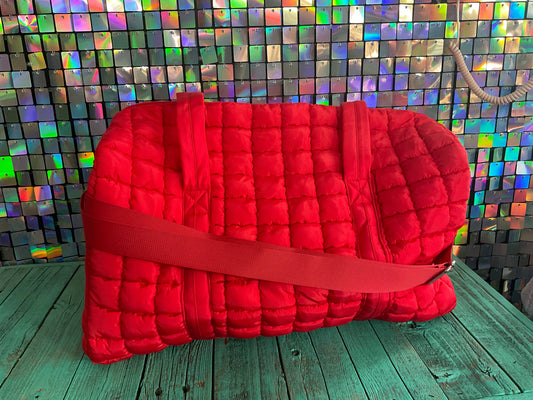 Puffer Quilted Duffel - RED