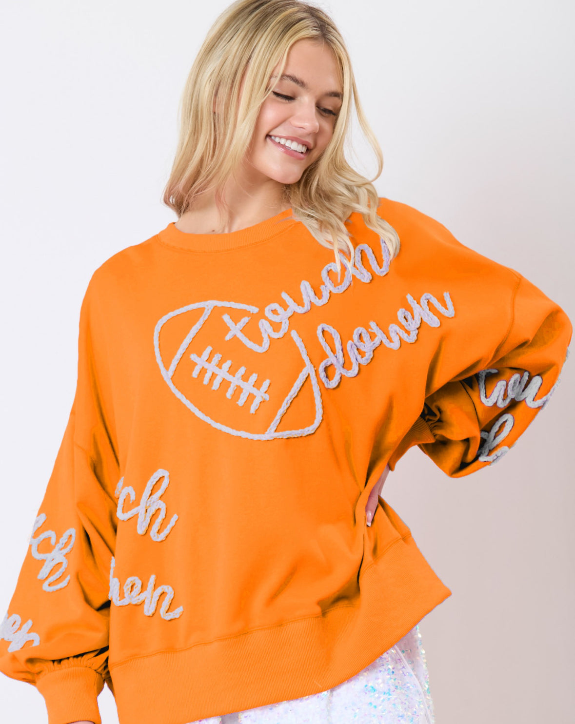 Touch Down&Football Thread Embroidery Sweatshirt