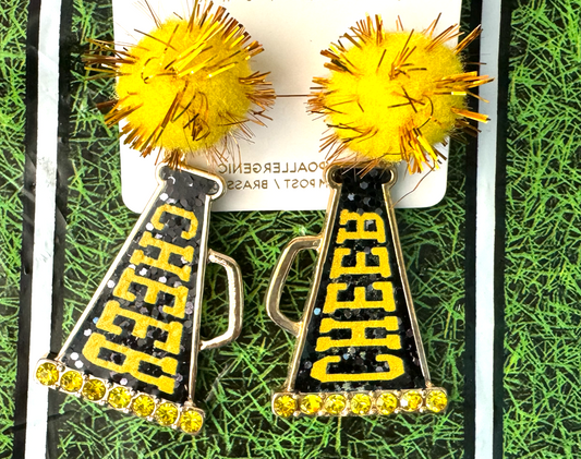 Black & Yellow Hypoallergenic Cheer Earrings