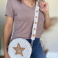 Gold Star White Beaded Purse