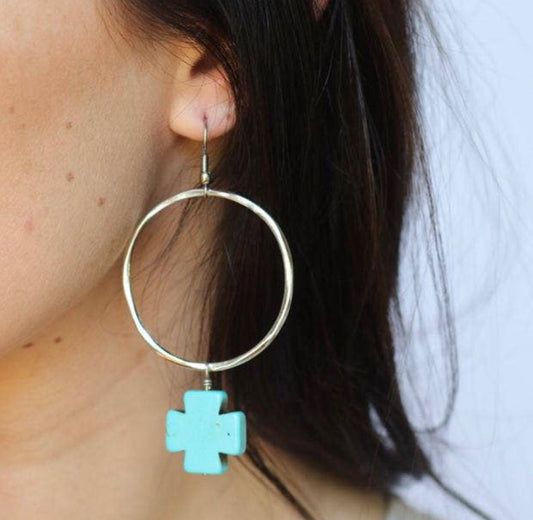 Turquoise Cross Earrings