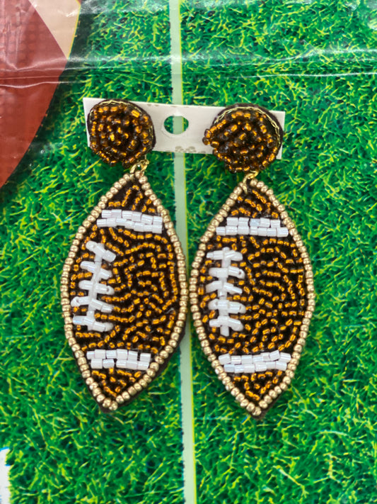 Running Back Beaded Football Earrings