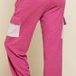 Pink or Gray Cargo Pockets Distressed Joggers