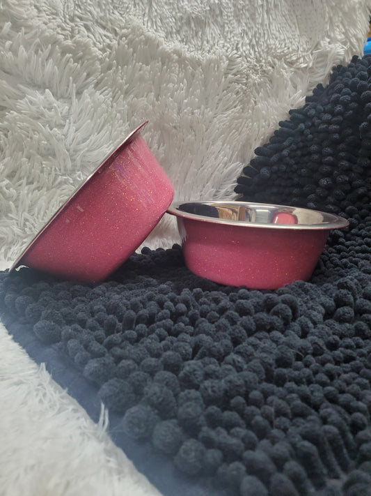 Pink glitter dog bowls