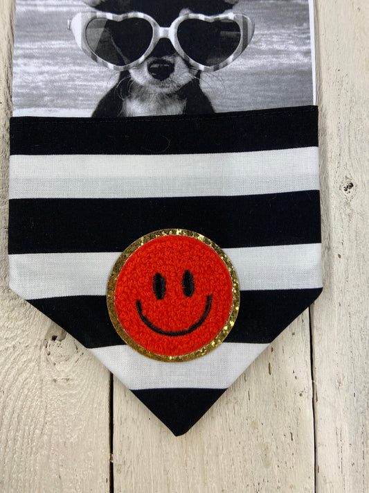 Black White Stripes Small Doggie Bandanna