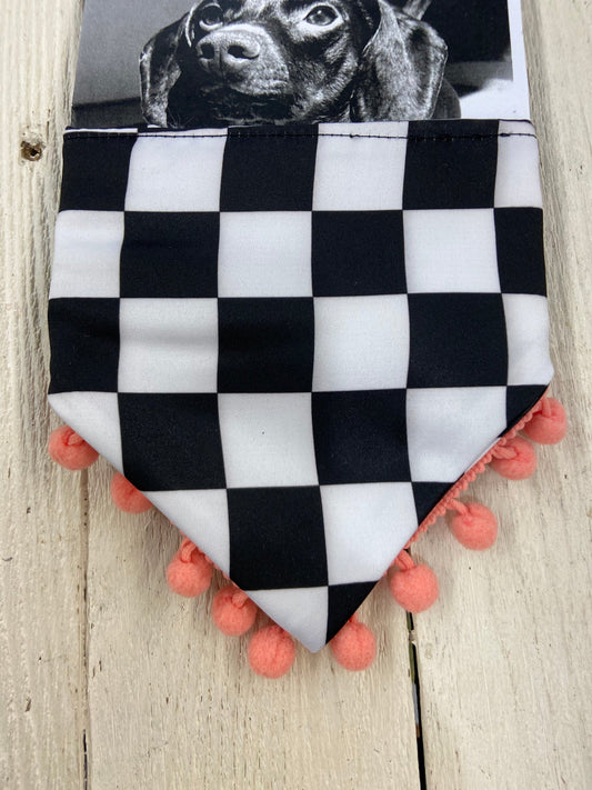 Black Checkered Small Doggie Bandanna