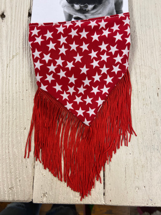 Red Star Fringe Small Doggie Bandanna