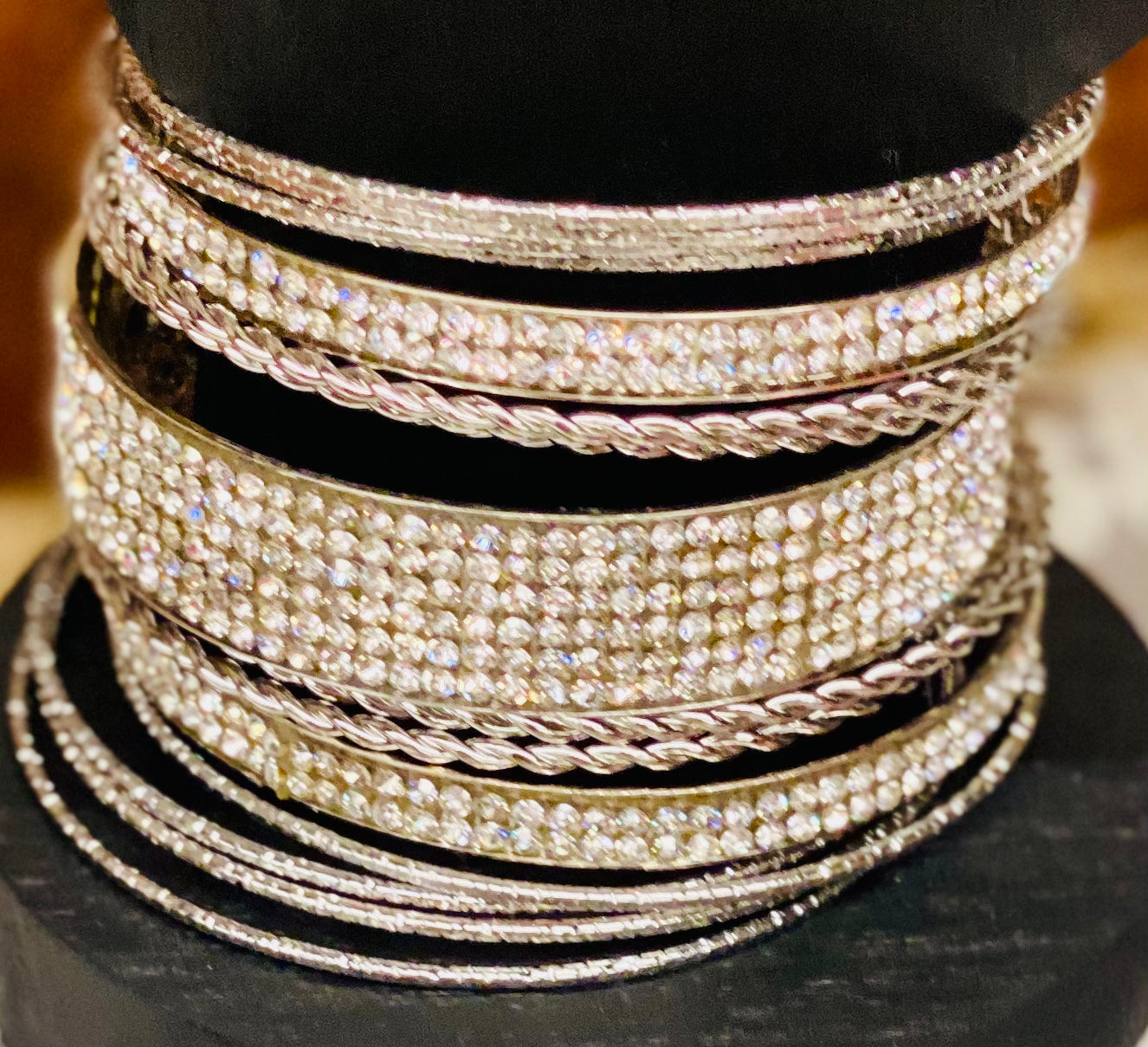 Silver Multi Layered Rhinestone Bracelet