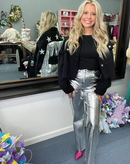 Shiny Faux Leather Pants