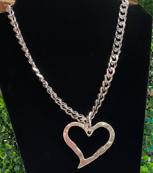 Silver Chain Heart Necklace