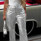 Shiny Faux Leather Pants